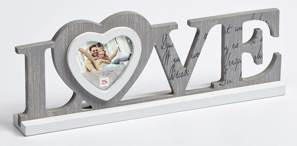 Walther love - houten portretlijst - fotoformaat 8x 7,7 cm - grijs wit
