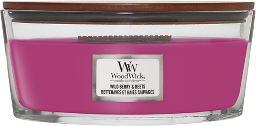Woodwick heartwick flame ellipse geurkaars - wild berry beets - 50 branduren