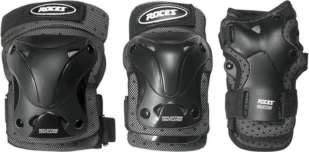 Roces – ventilated skatebescherming 3-pack – extra luchtig lichtgewicht – volwassenen – zwart – maat s
