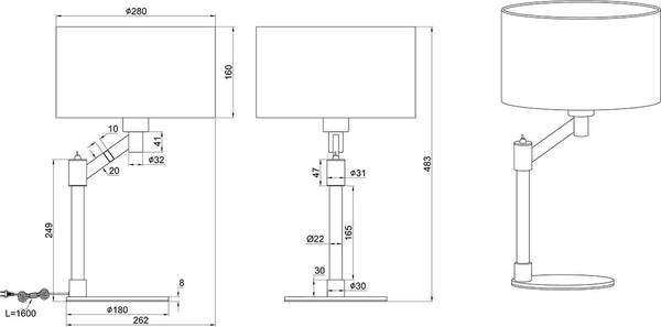 Trio cassio - tafellamp - nikkel mat - excl. 1x e27 4,9w