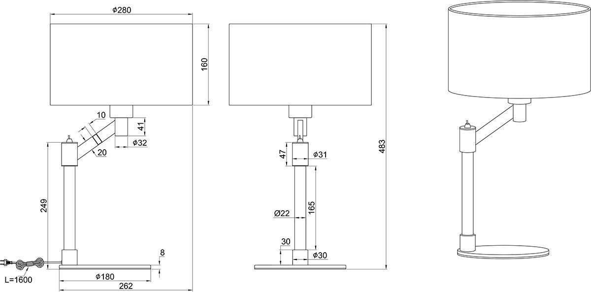 Trio cassio - tafellamp - nikkel mat - excl. 1x e27 4,9w