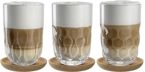 Leonardo gocce latte macchiato glas 390ml met onderzetter - set 3