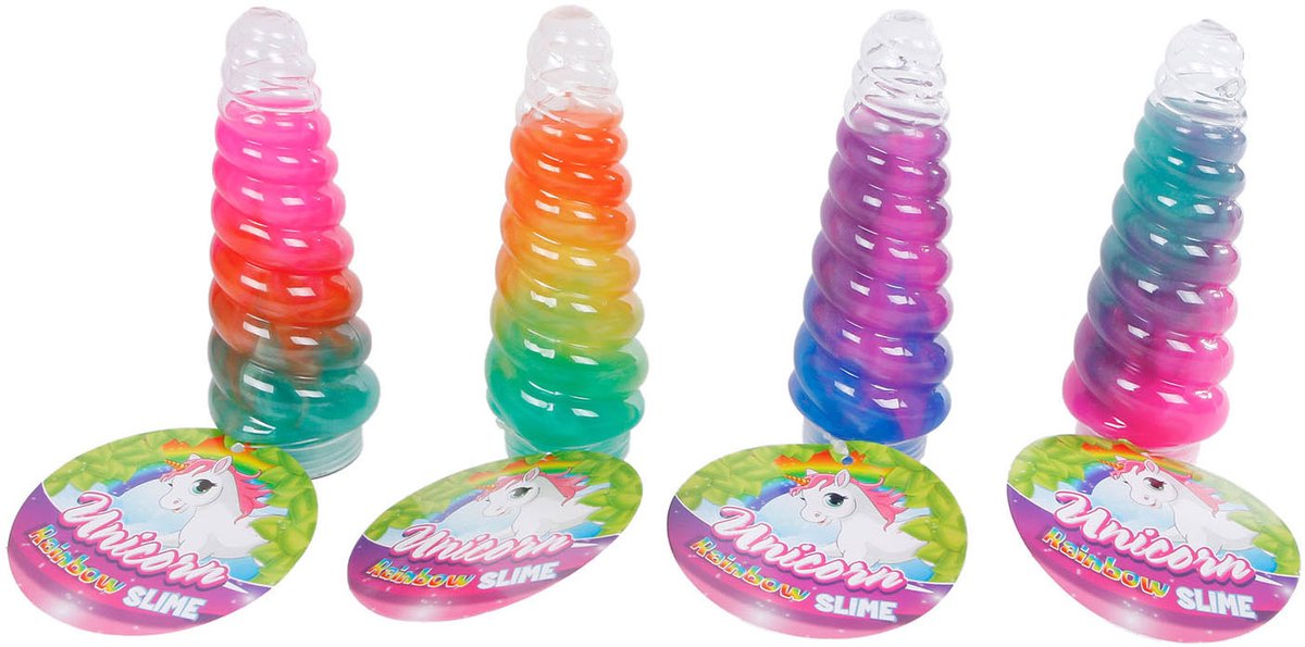 Van manen veenendaal bv unicorn hoorn met slijm mulitkleur 13,5cm
