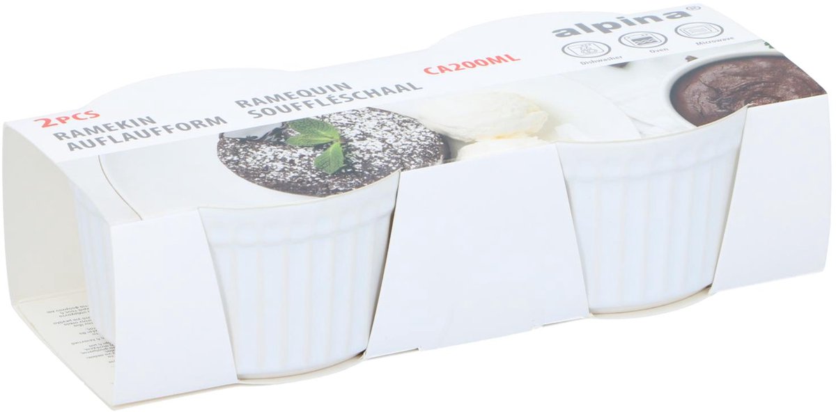 Alpina creme brulee schaaltjes - 2 stuks ovenschaaltjes klein - 200 ml - wit
