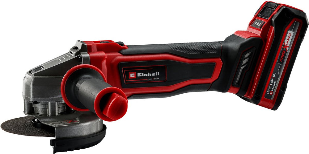 Einhell accu haakse slijper te-ag 18 125-2 li kit - power x-change - 18 v li-ion - ø125 mm - 8.500 t min - max. snijdiepte: 33 mm - incl. 1x 4.0 ah accu en lader