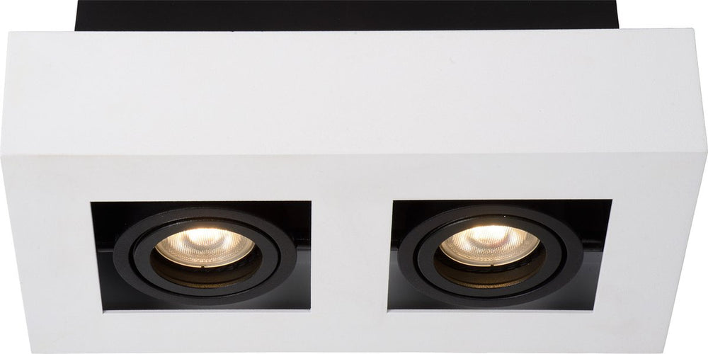 Lucide xirax - plafondspot (plafondlamp) - led dim to warm - gu10 - 2x5w 2200k 3000k - wit