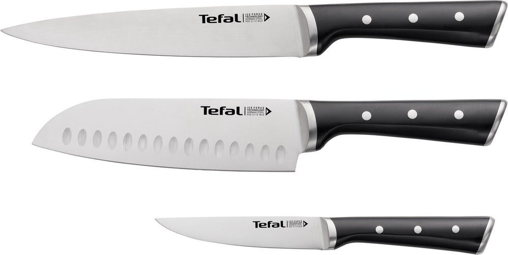 Tefal ice force messenset - 3-delig - vleesmes 20 cm - santokumes 18 cm - universeel mes 11 cm - rvs
