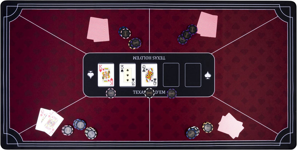 Longfield pokerkleed rood 120x60 cm - polyester rubber - glad speeloppervlak - poker dobbel accessoire - engelhart