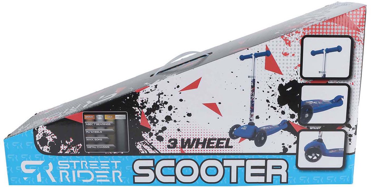 Street rider 3-wiel step met verstelbaar stuur abec 7 blauw