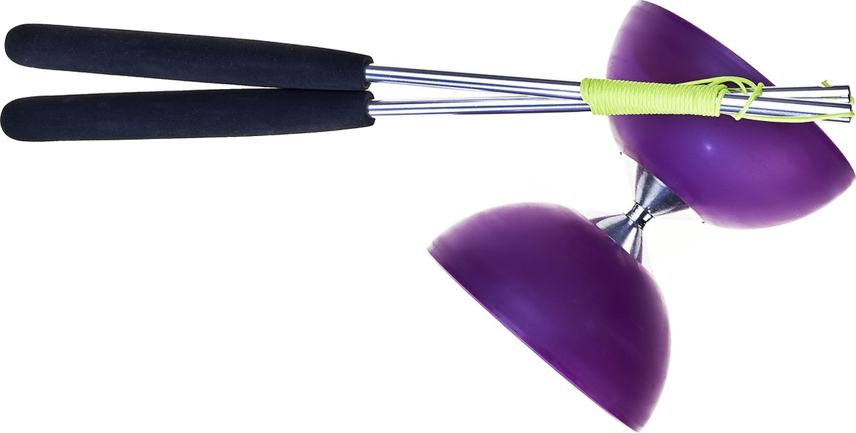 Acrobat rubber diabolo with aluminium sticks - purple