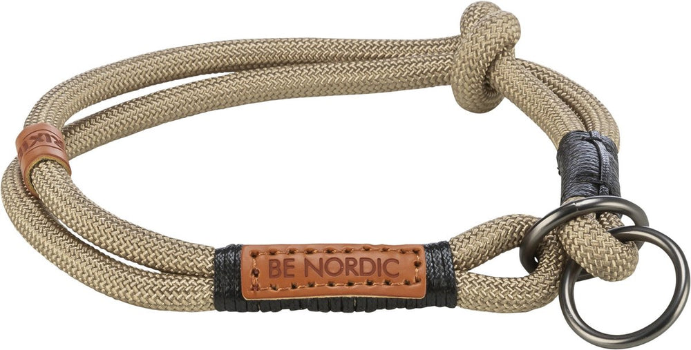 Trixie halsband hond be nordic - half-slip zand zwart - 45x0.8 cm rond gewoven touw