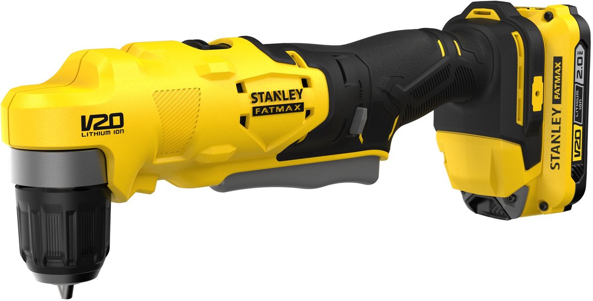 Stanley sfmcd750d2k fatmax® v20 accu haakse boormachine 18v 2.0ah in koffer