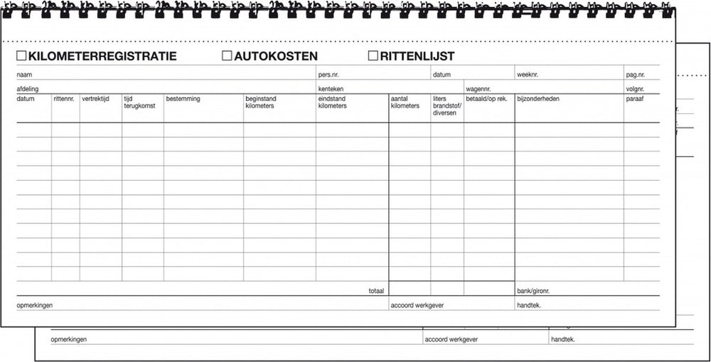 Sigel kilometerregistratie autokostenboek - expres - zelf kopiërend - 40 vel - si-30205