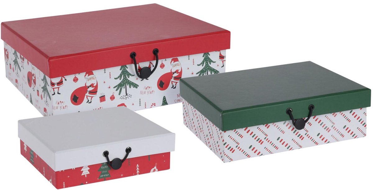 Koopman geschenkdozenset kerst cadeauverpakking karton set van 3 multicolor.