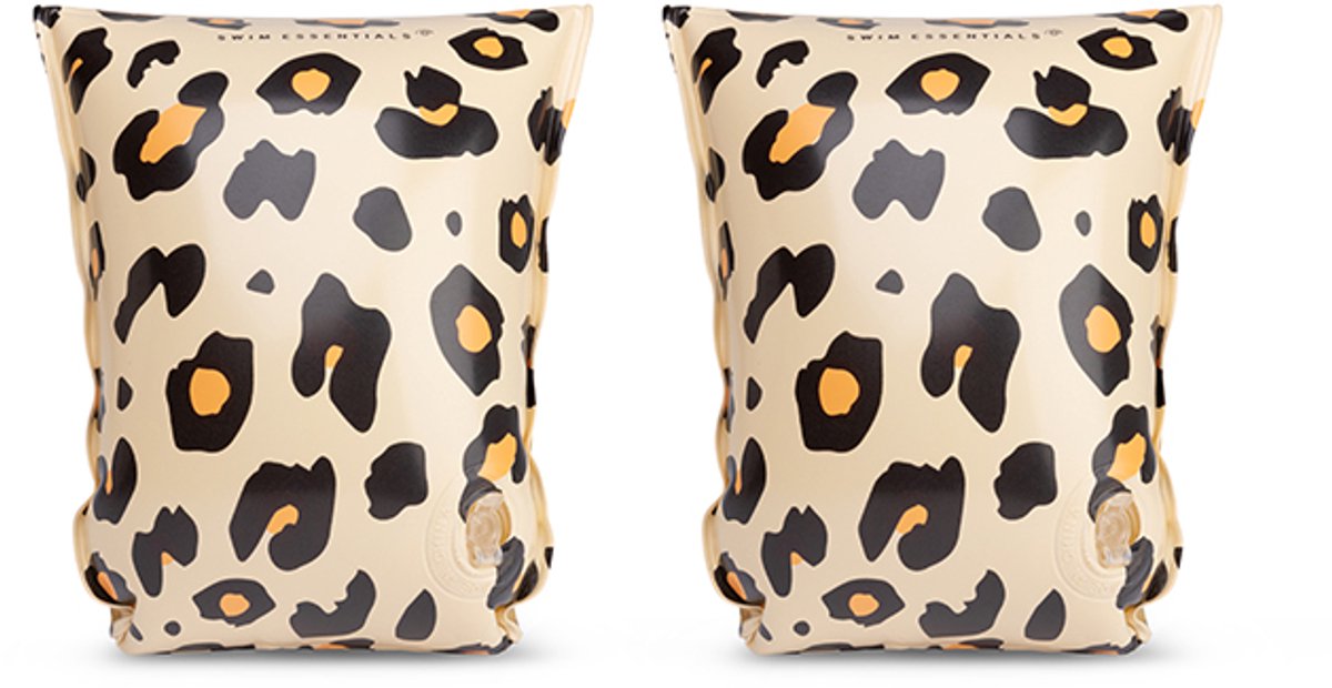 Swim essentials - zwembandjes - panterprint - zwemvleugels - 15-30 kg - 2-6 jaar - beige
