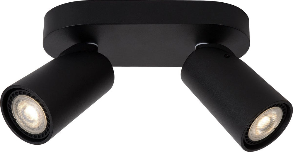 Lucide xyrus - plafondspot (plafondlamp) - led dim to warm - gu10 - 2x5w 2200k 3000k - zwart