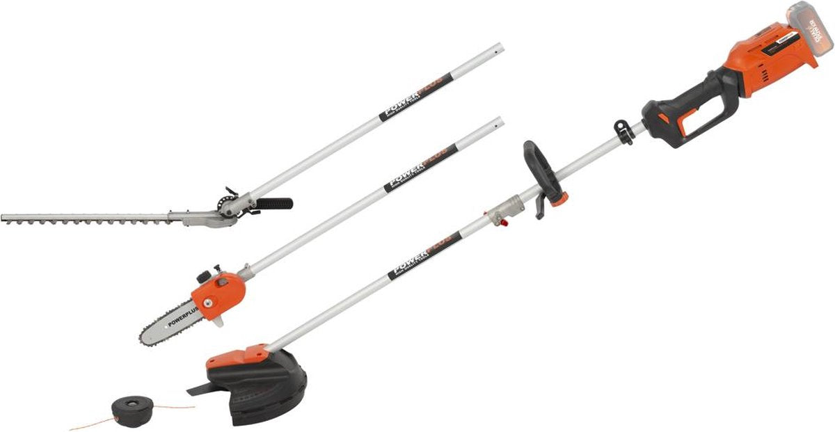 Powerplus 4-in-1 tuin multitool op batterijen powdpg7553 - 40 v tuingereedschap, heggenschaar, trimmer, kettingzaag en bosmaaier op accu, zonder accu en lader