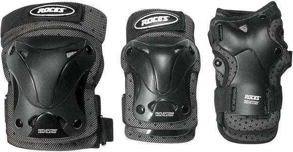 Roces - ventilated skatebescherming 3-pack - extra luchtig lichtgewicht - volwassenen - zwart - maat s