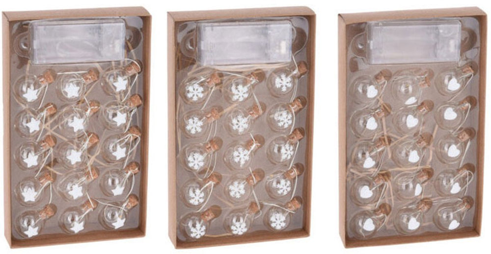 Draadslinger met 15 Kerstballetjes Led Warm Wit