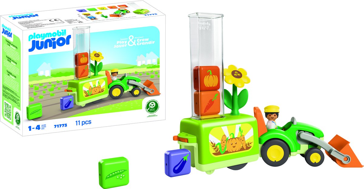 Playmobil junior: tractor met leuke plantenbak - 71773
