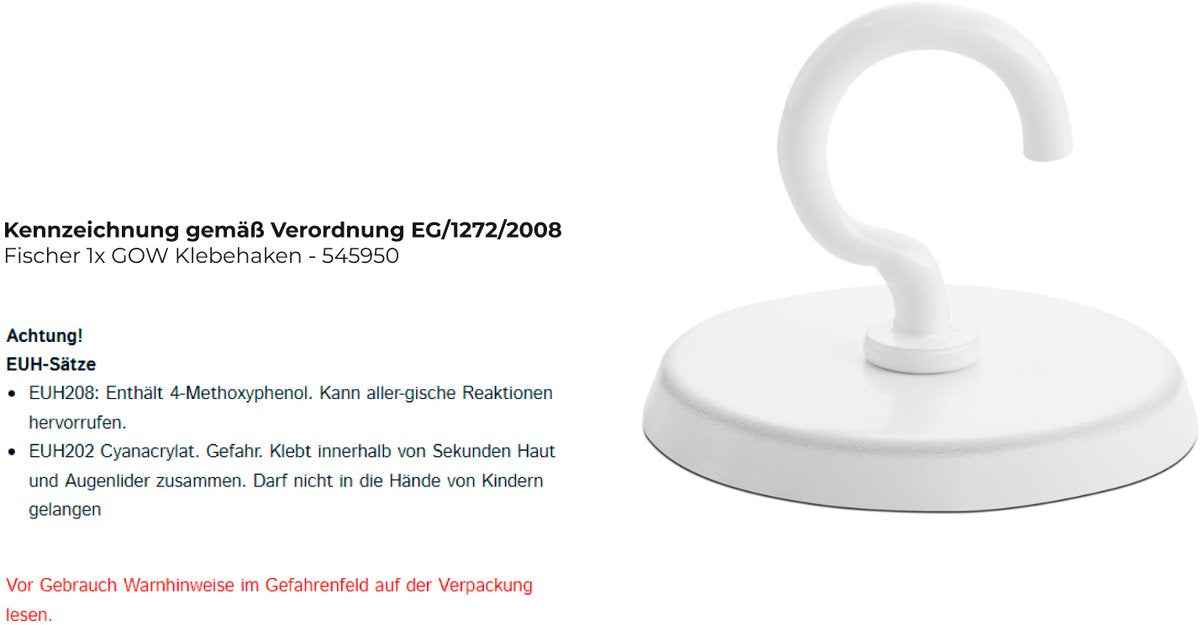 Fischer 1x gow zelfklevende haak - 545950