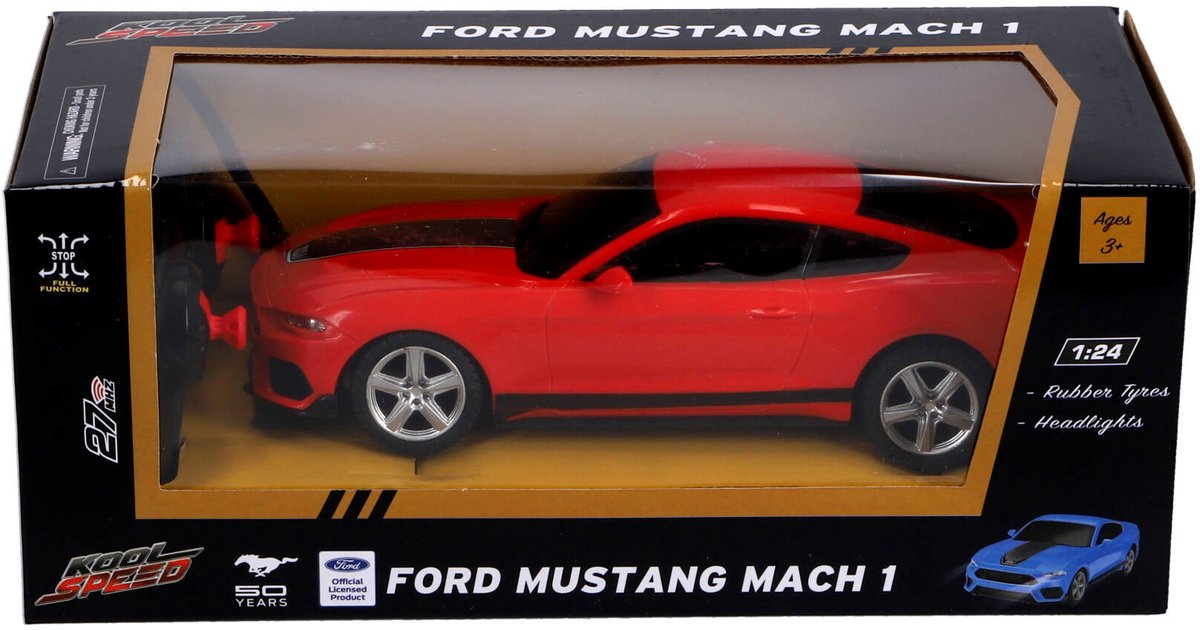 Kool speed ford - radiografisch bestuurbare auto - 124 mustang mach 1 rood
