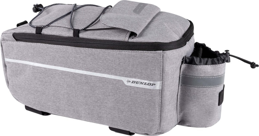 Dunlop koeltas voor bagagedrager fiets - 7 liter - fietstas - klittenband bevestiging - incl. extra opbergvakken en flessenhouder - isolerende binnenlaag - met schouderband - grijs
