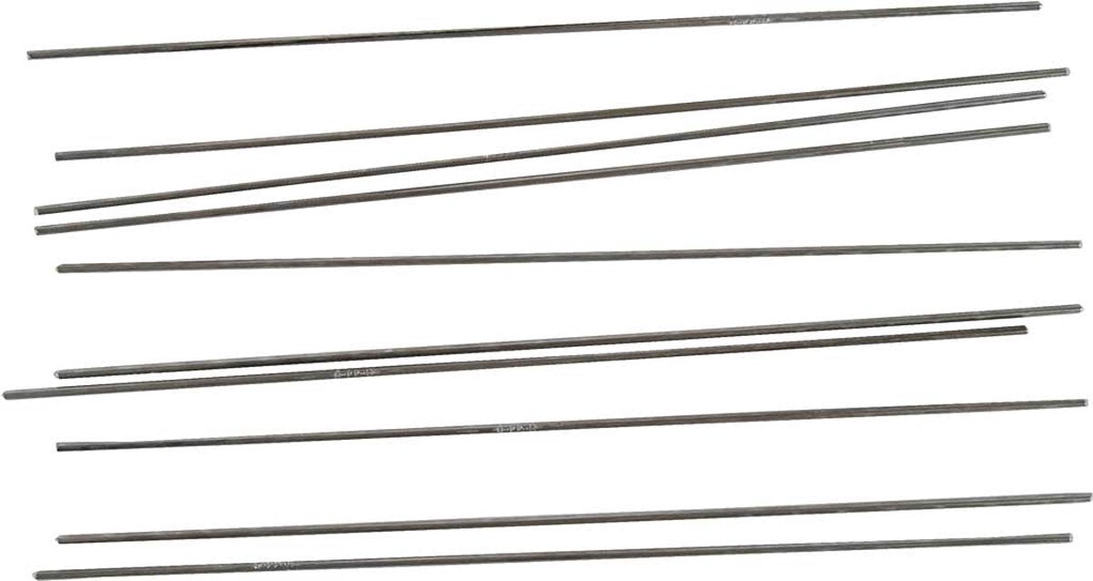 Creativ company metalen staaf - metalen staven set - kleine dunne metalen staafjes - lengte: 20 cm - dia: 2mm - 10 stuks
