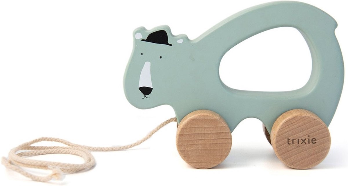 Trixie houten trekspeeltje - mr. polar bear - voor de eerste stapjes - babyspeelgoed - voor jongens meisjes - ijsbeer