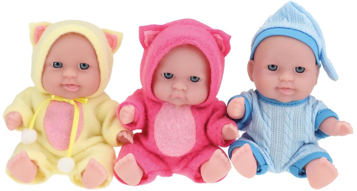 Toi-toys babypop met kledingset 14 cm lichtroze