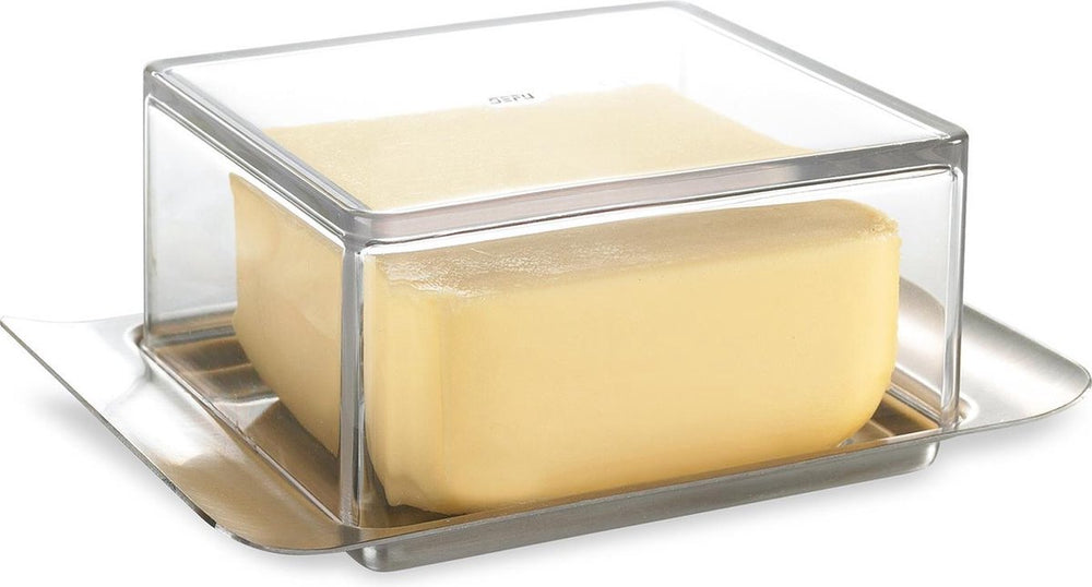 Gefu brunch botervloot 125 g – 14 x 8 cm – rvs kunststof – transparante deksel