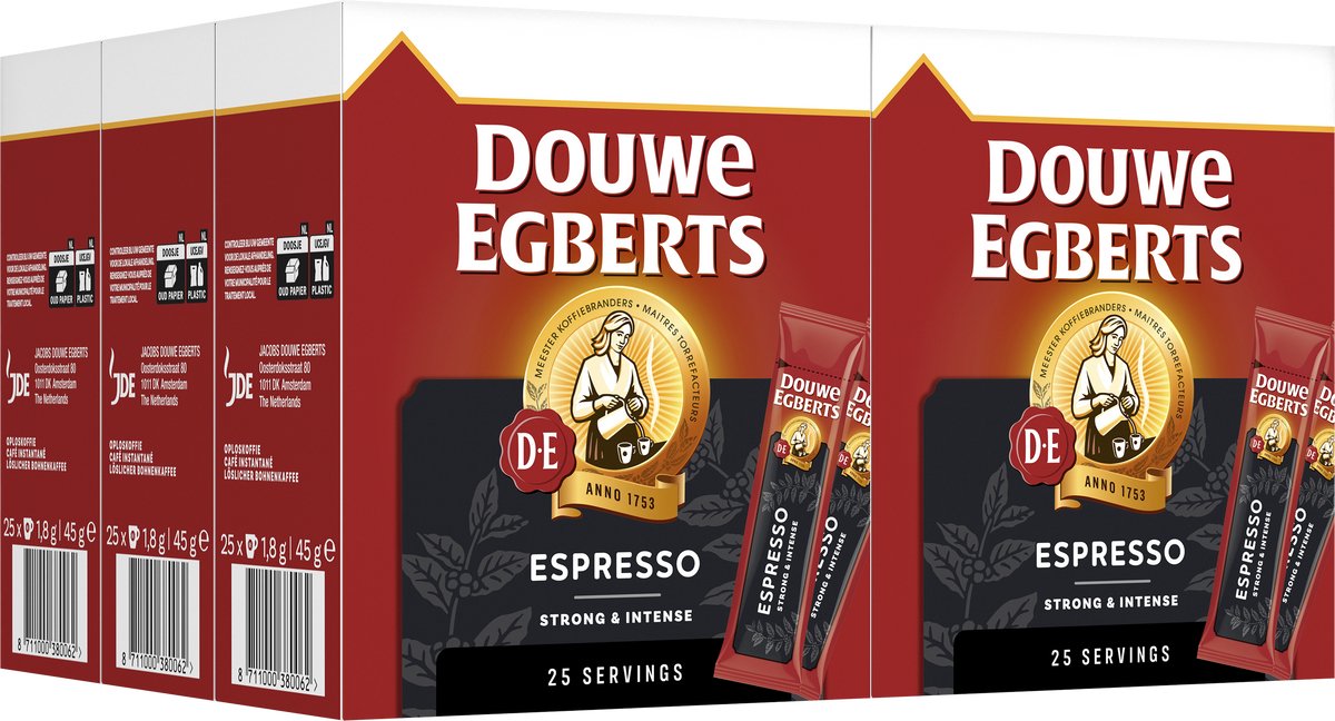 Douwe egberts espresso sticks oploskoffie - 6 x 25 zakjes