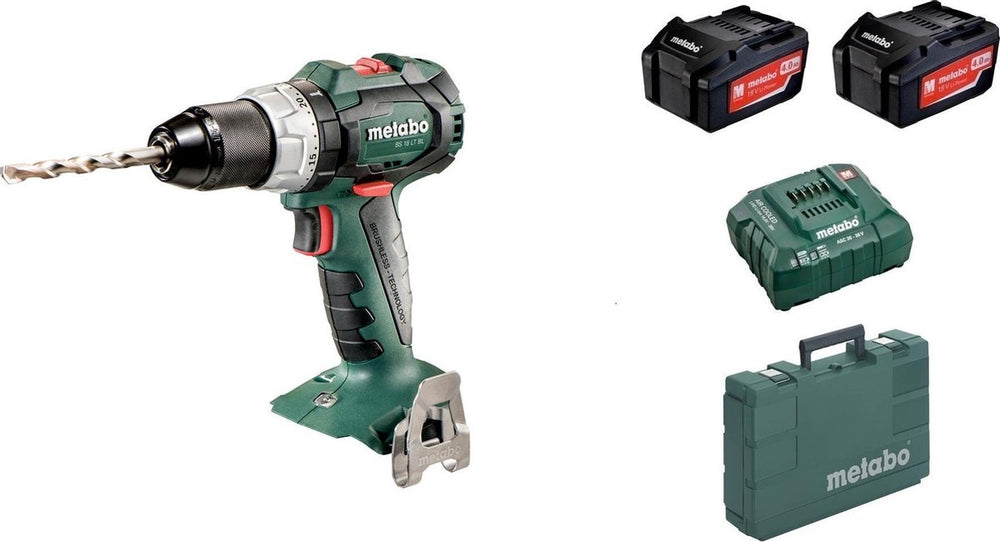 Metabo bs 18 lt bl accu boorschroevendraaier – 18v – brushless – 60 nm – inclusief 2x 4.0 ah accu's, lader en koffer