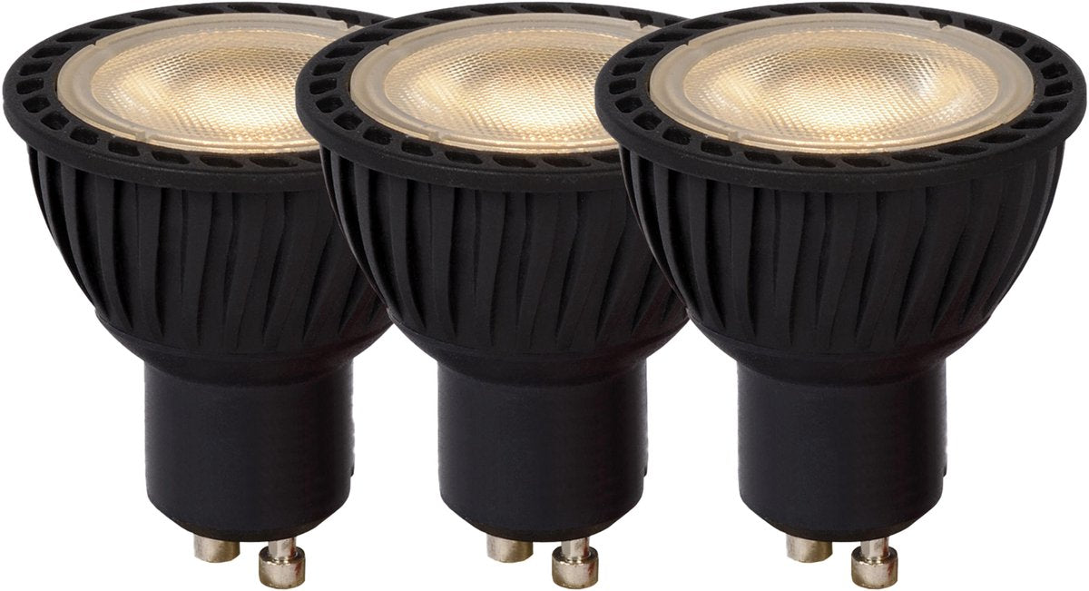 Lucide mr16 - led lamp - ø 5 cm - led dimbaar - gu10 - 3x5w 3000k - zwart - set van 3