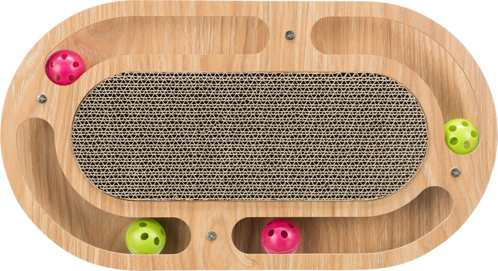 Trixie krabkarton - met speelgoed - hout - met catnip - 46x25x4 cm