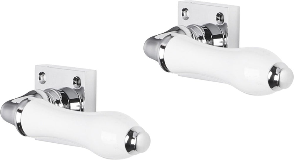 Impresso deurkruk - perth - voor binnen - vierkant met schroeven - chroom - wit - 2 stuks