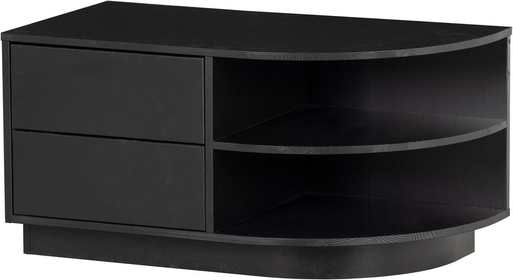 Woood finca tv meubel rond rechts - zwart - 40x78x40