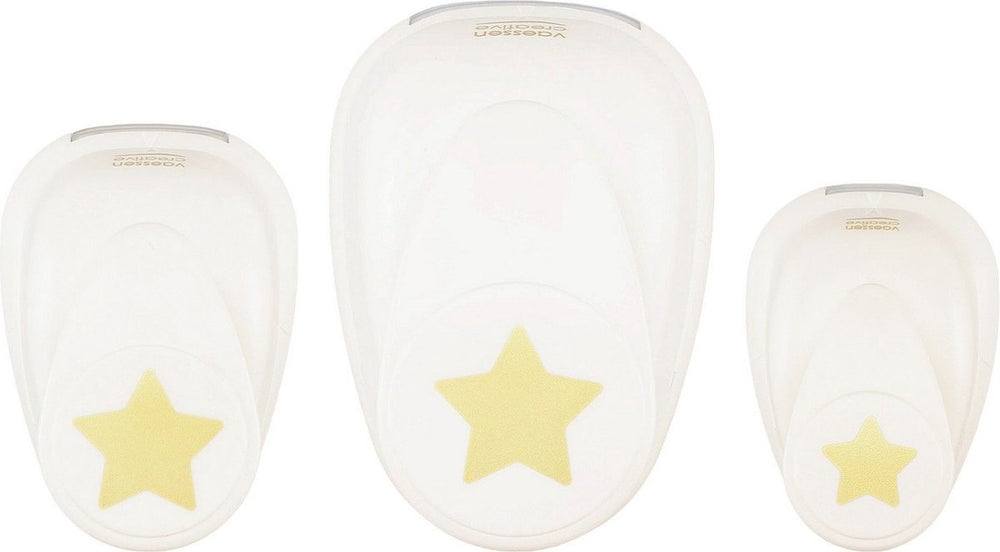 Vaessen creative pons set - figuurpons - sterren - 3 st. - 1,5 tot 3,7 cm