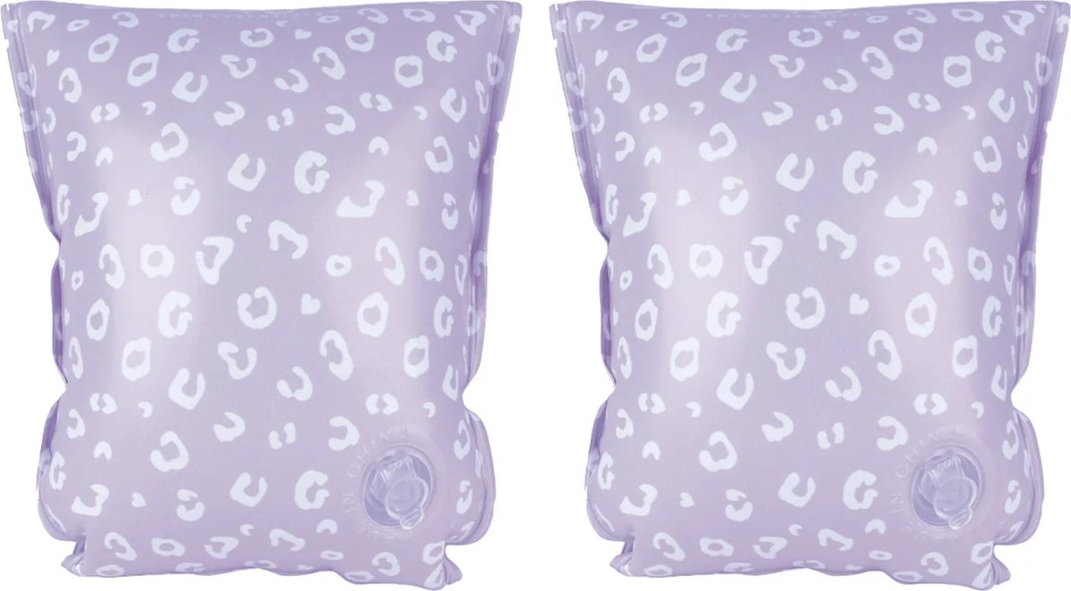 Swim essentials - zwembandjes met panterprint - zwemvleugels - 15-30 kg - 2-6 jaar - pvc -lila wit