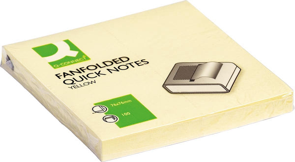 Q-connect z-quick notes, ft 76 x 76 mm, 100 vel, pak van 12 stuks, geel