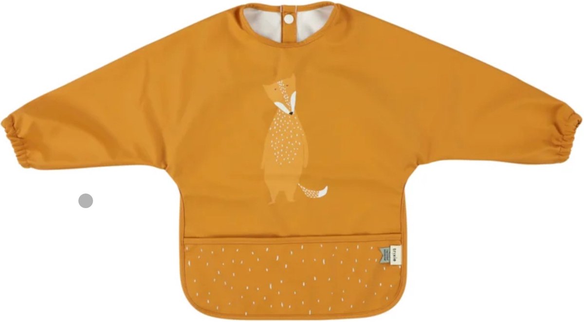 Trixie afwasbare slab met mouwen - mr. fox - slab voor kinderen - 100% recycled polyester - eenvoudig schoon - oranje