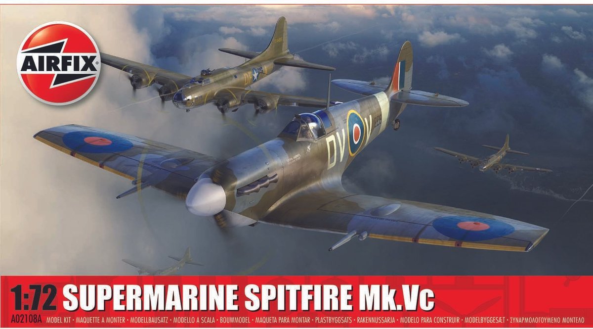 Airfix modelbouwpakket militaire voertuigen - 02108a supermarine spitfire mk.vc plane plastic - 1:72 - modelbouw