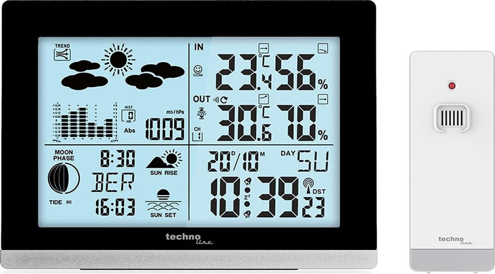 Technoline weerstation - ws 6762 - 158x113x40mm - zwart zilver - met 1 buitensensor 30m - tl-ws6762