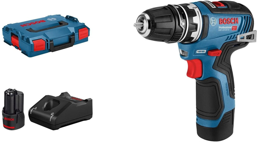 Bosch professional gsr 12v-35 fc accu schroefboormachine flexiclick 12v 3.0ah + 1x hulpstuk in l-boxx - 06019h3001