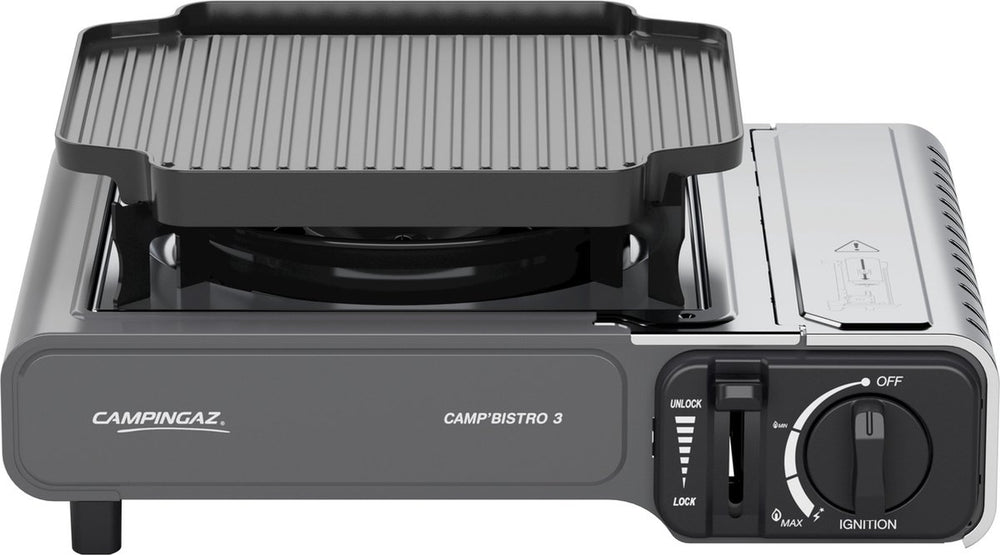 Campingaz camp bistro 3 griddle combo camping kooktoestel – 1 pits gas kooktoestel 2200 watt – met pandragers en bakplaat