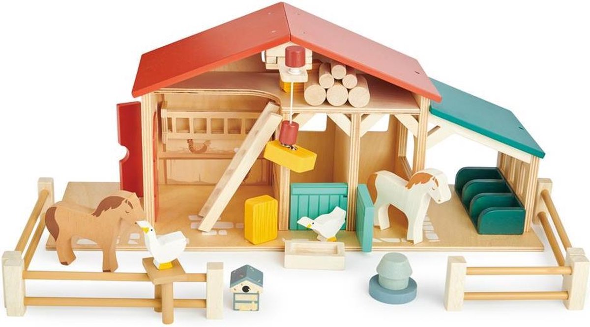 Weinand woodworks tender leaf toys speelset boerderij 51 x 38,5 cm hout 21-delig