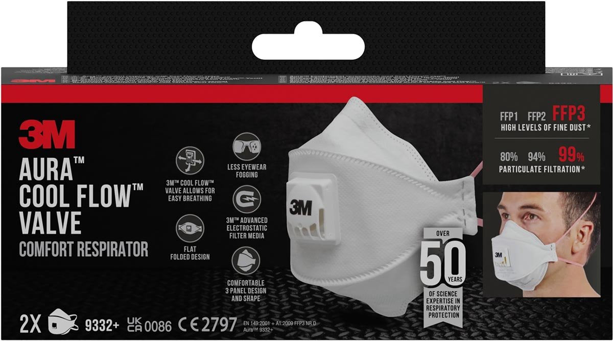 3m 1061813 - vouwmasker 9332 + ffp3 2st | 1 stuks