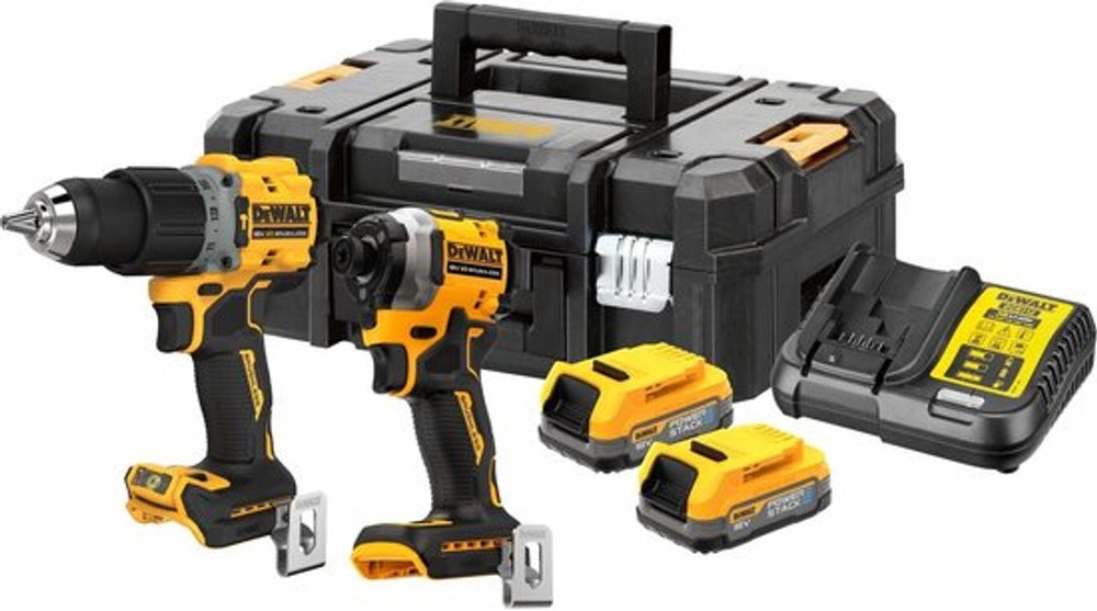 Dewalt dck2050e2t accu combiset 2-delig (dcd805 + dcf850) 18v xr 1.7ah powerstack in tstak