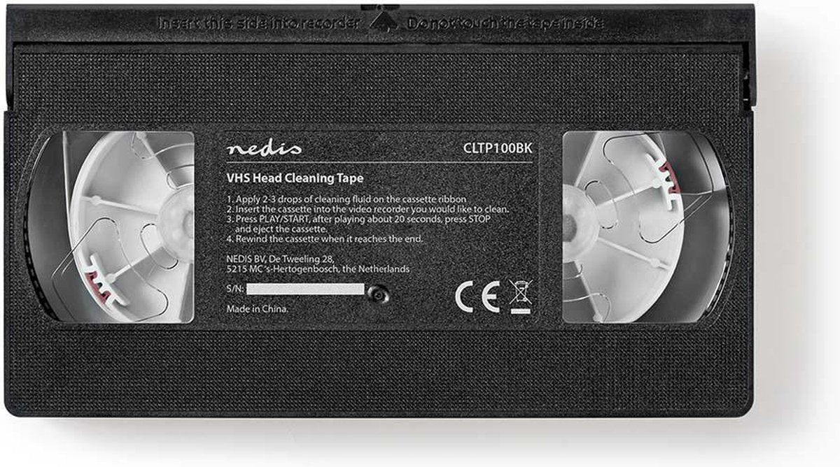 Nedis vhs-reinigingscassette - 20 ml - vhs-koppen - zwart