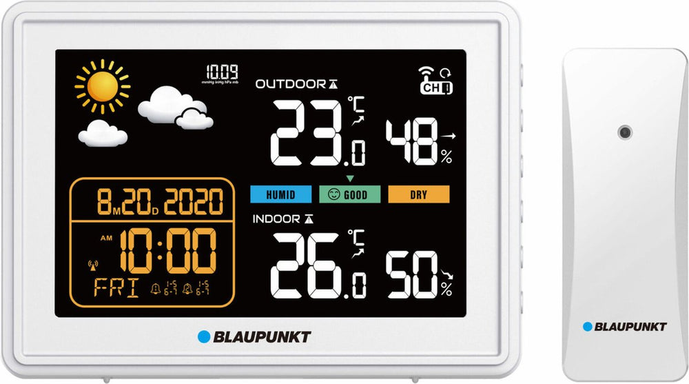 Blaupunkt - weerstation met hygrometer luchtdruk voorspelling - wit
